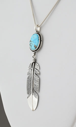 Feather Pendant with Turquoise