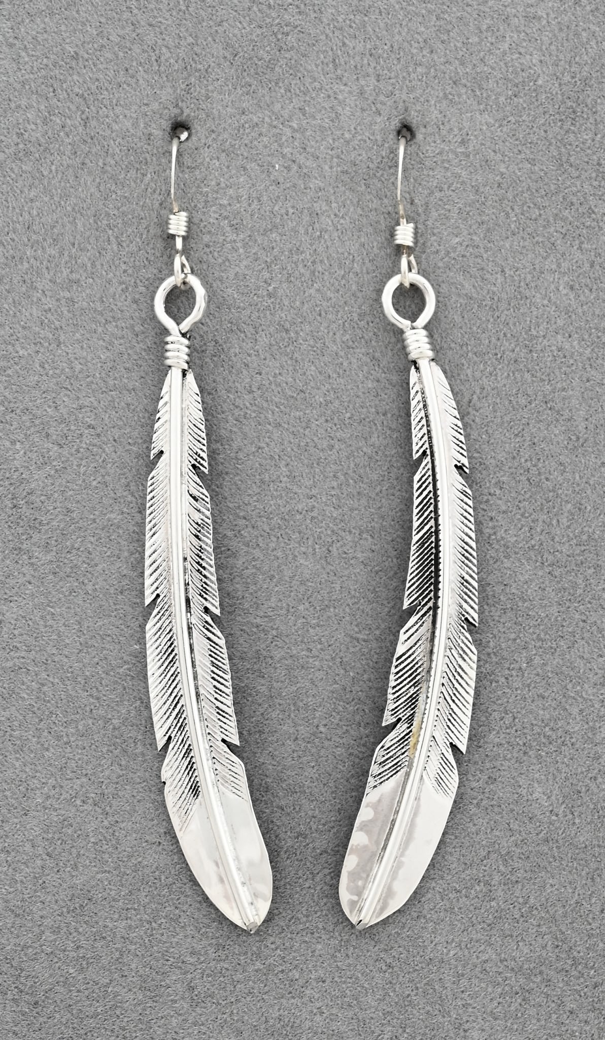 Earrings with Long Feather Dangles by Joe Mace