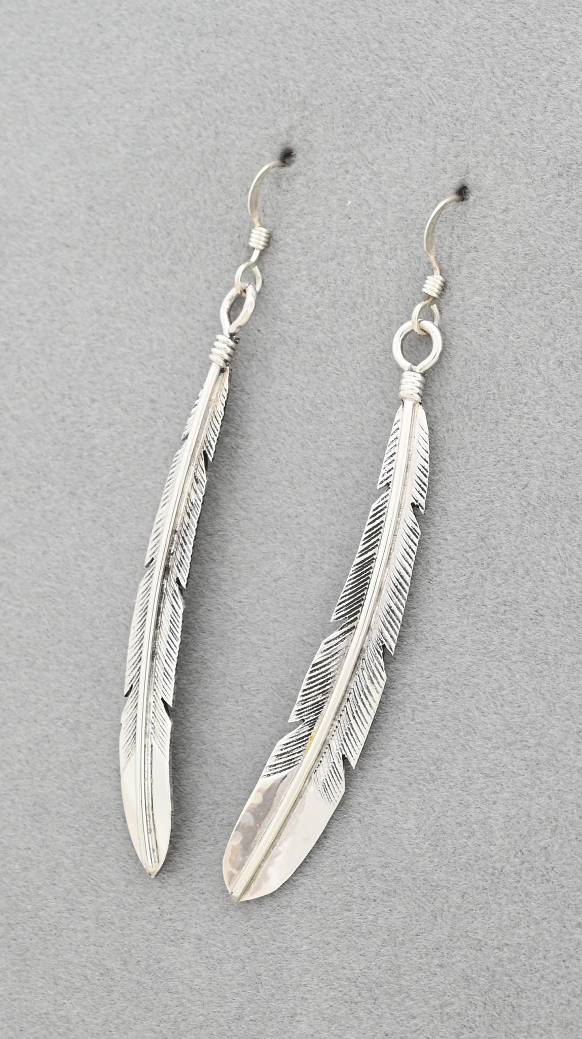 Earrings with Long Feather Dangles by Joe Mace