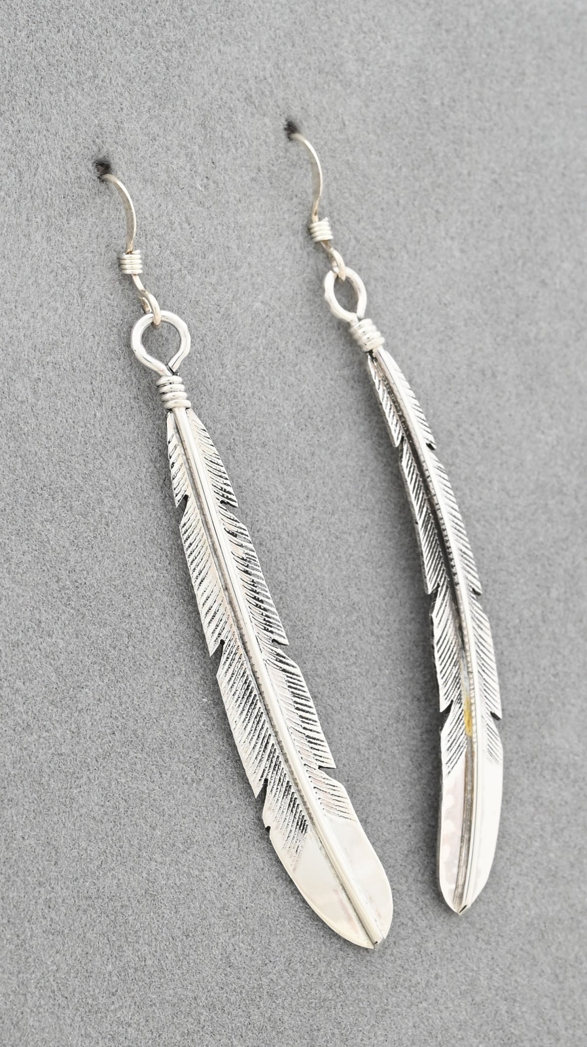 Earrings with Long Feather Dangles by Joe Mace