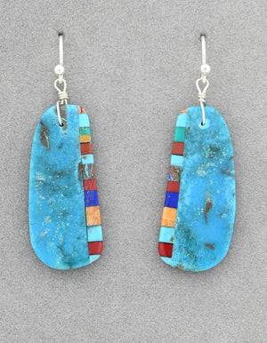 Earrings with Turquoise and Inlay by Ronald Chavez