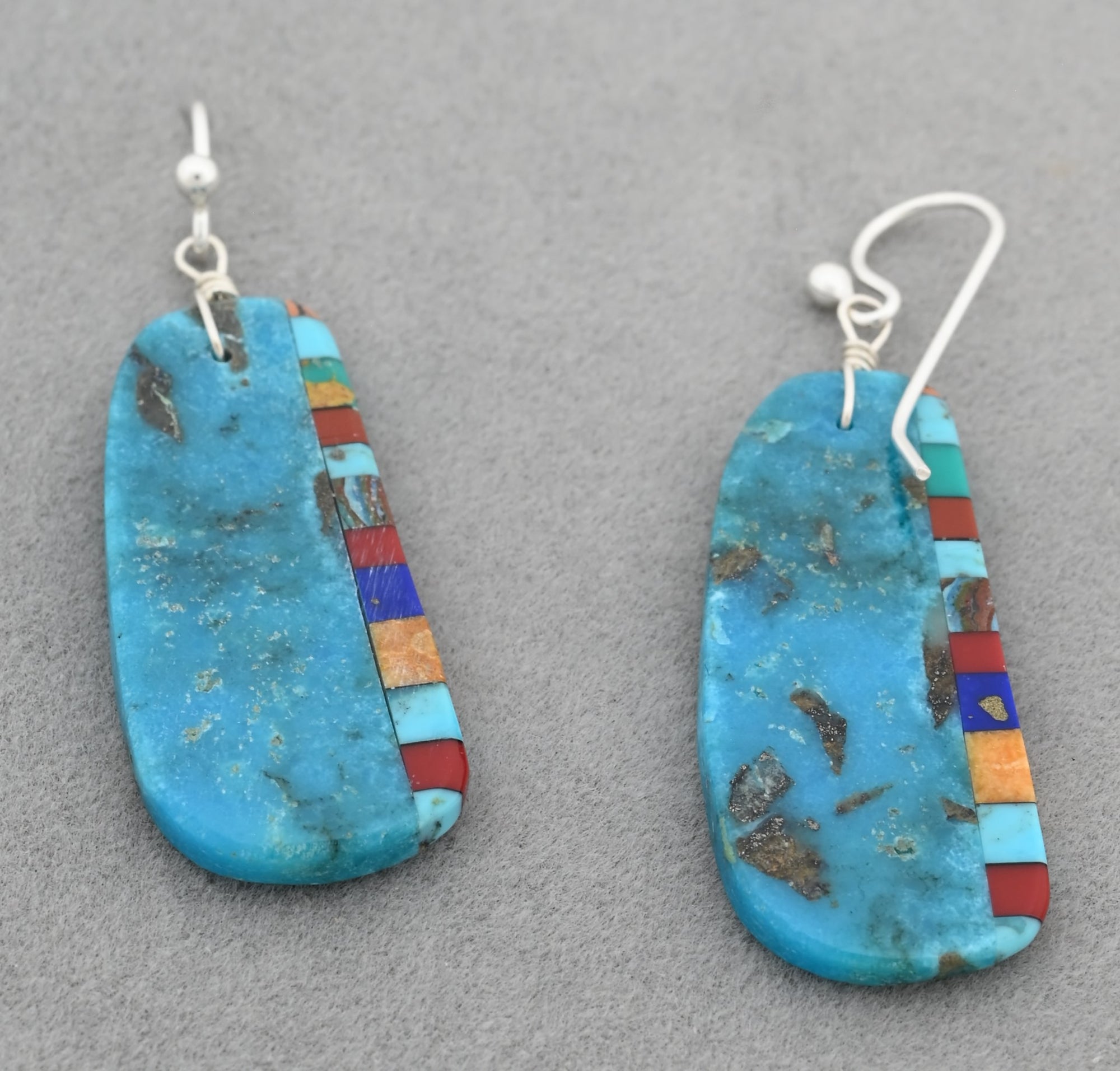 Earrings with Turquoise and Inlay by Ronald Chavez