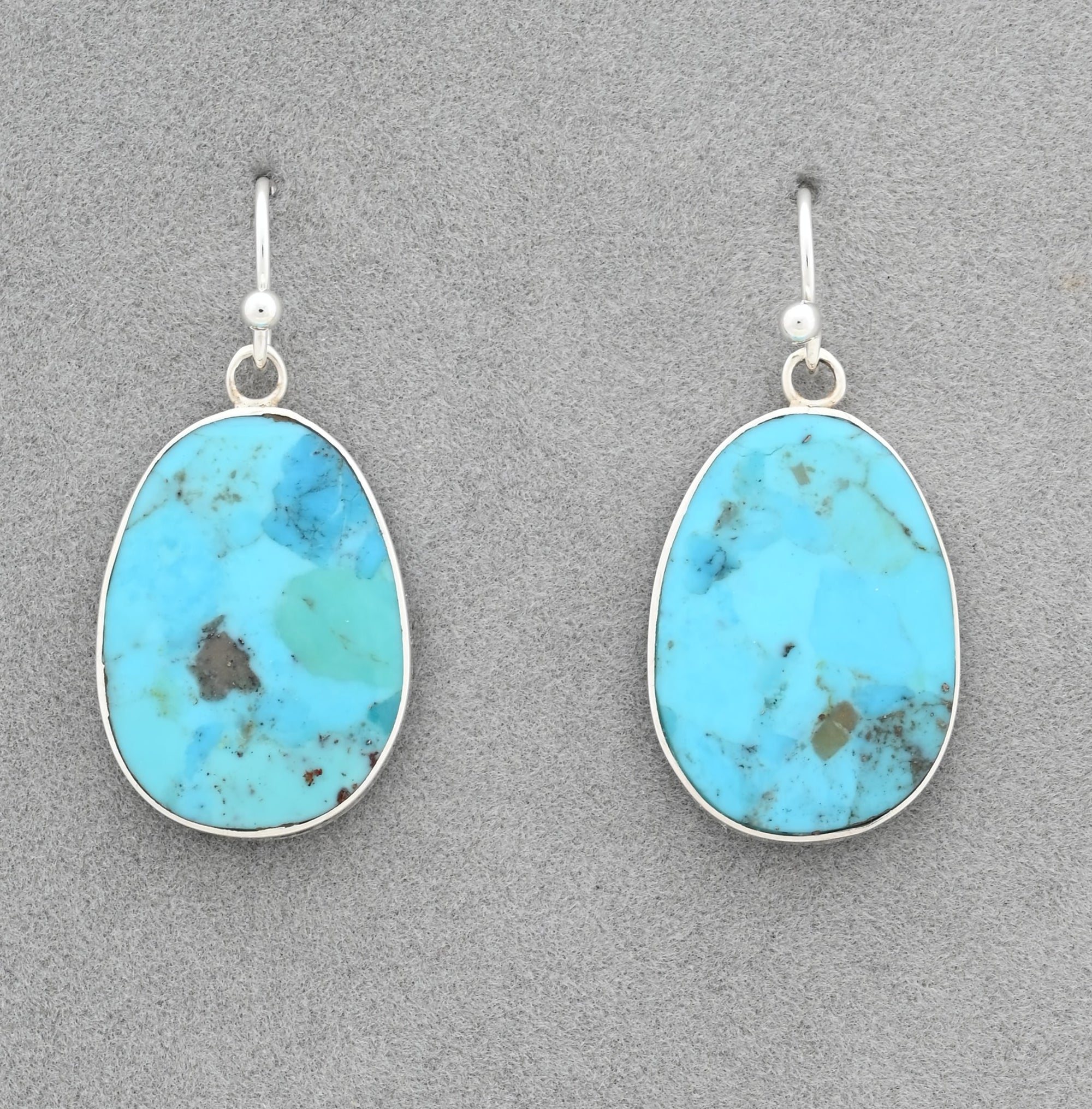 Earrings with Turquoise Slabs by Ronald Chavez
