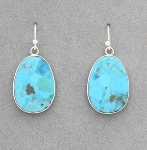 Earrings with Turquoise Slabs by Ronald Chavez