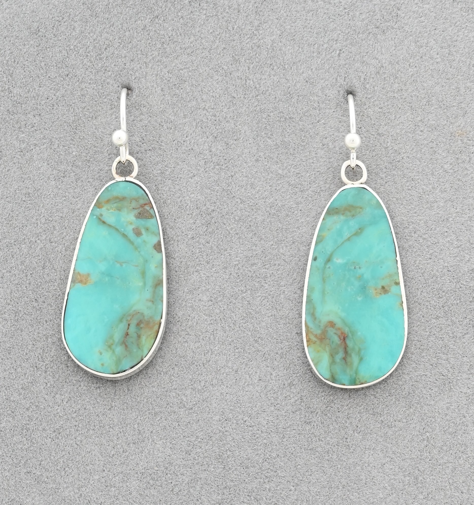 Earrings with Turquoise Slabs by Ronald Chavez