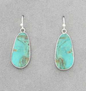 Earrings with Turquoise Slabs by Ronald Chavez