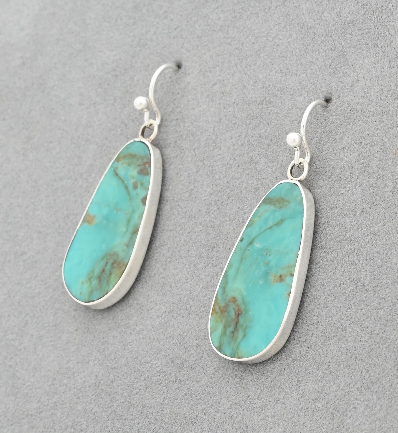 Earrings with Turquoise Slabs by Ronald Chavez