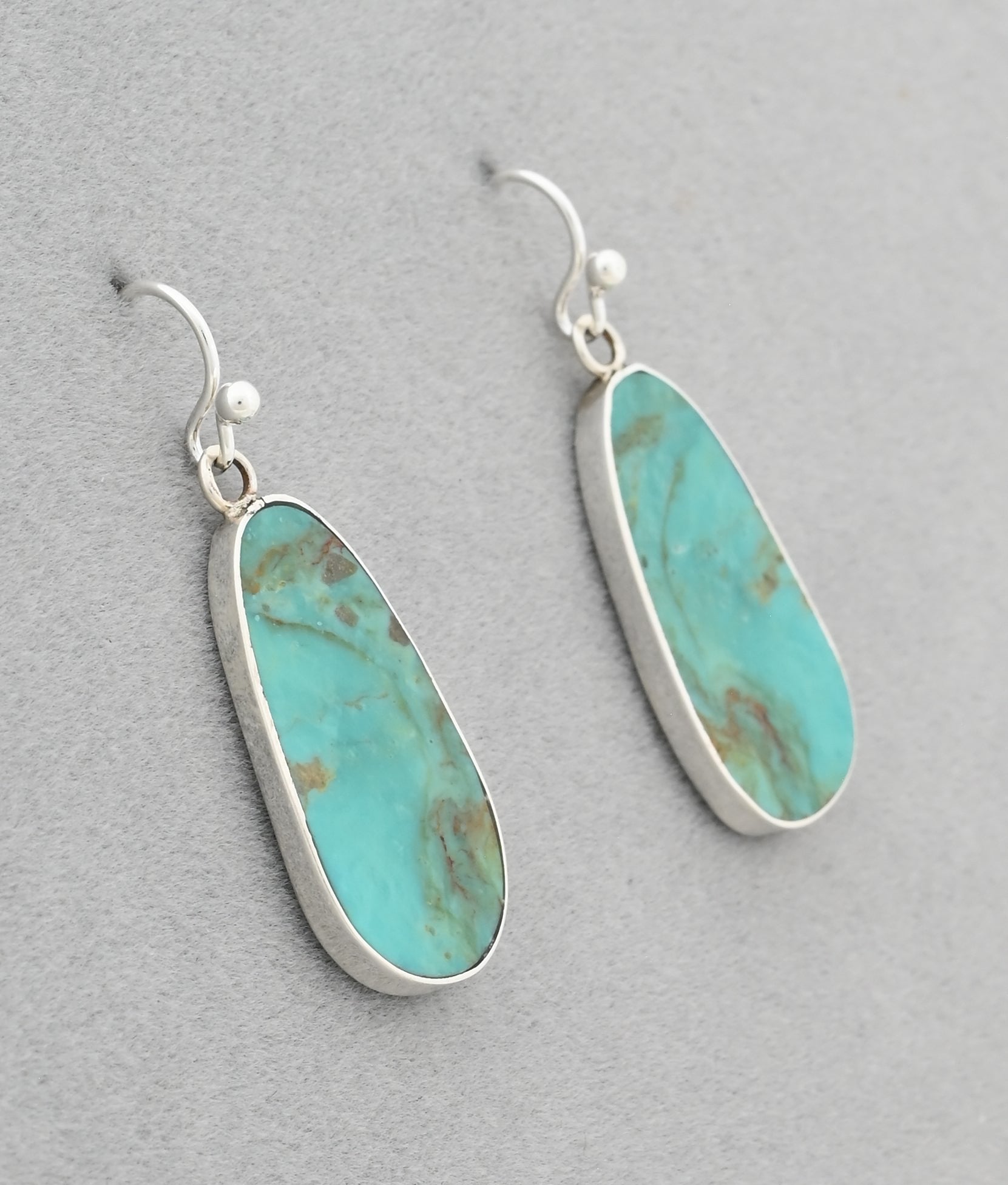 Earrings with Turquoise Slabs by Ronald Chavez