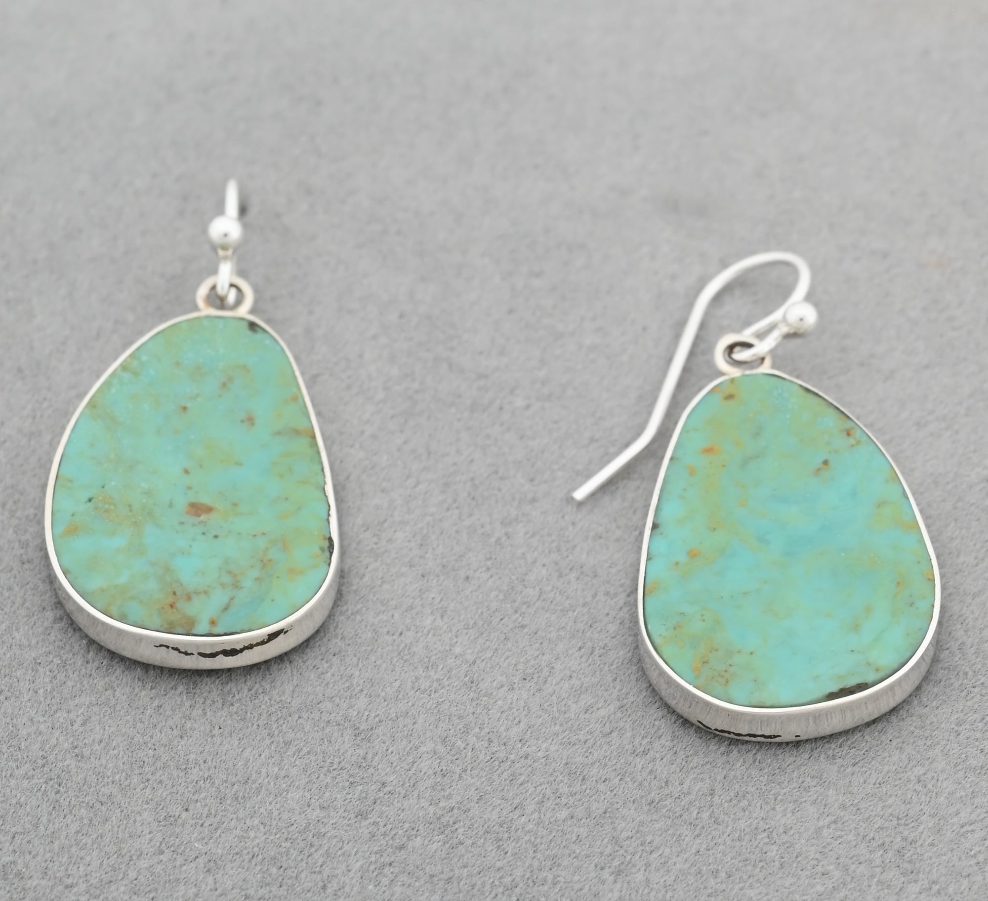 Earrings with Turquoise Slabs by Ronald Chavez