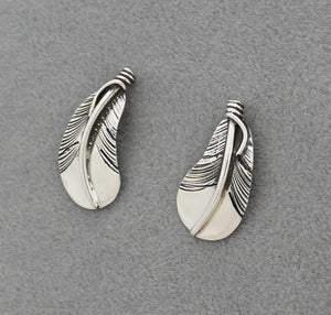 Earrings with Curved Feathers on posts by Raymond Coriz