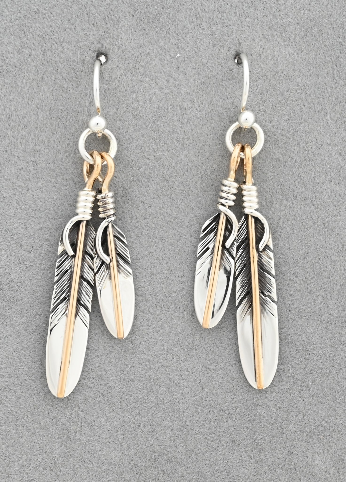 Earrings with Double Feathers by Raymond Coriz