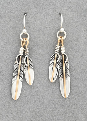 Earrings with Double Feathers by Raymond Coriz
