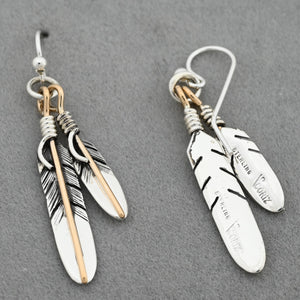 Earrings with Double Feathers by Raymond Coriz