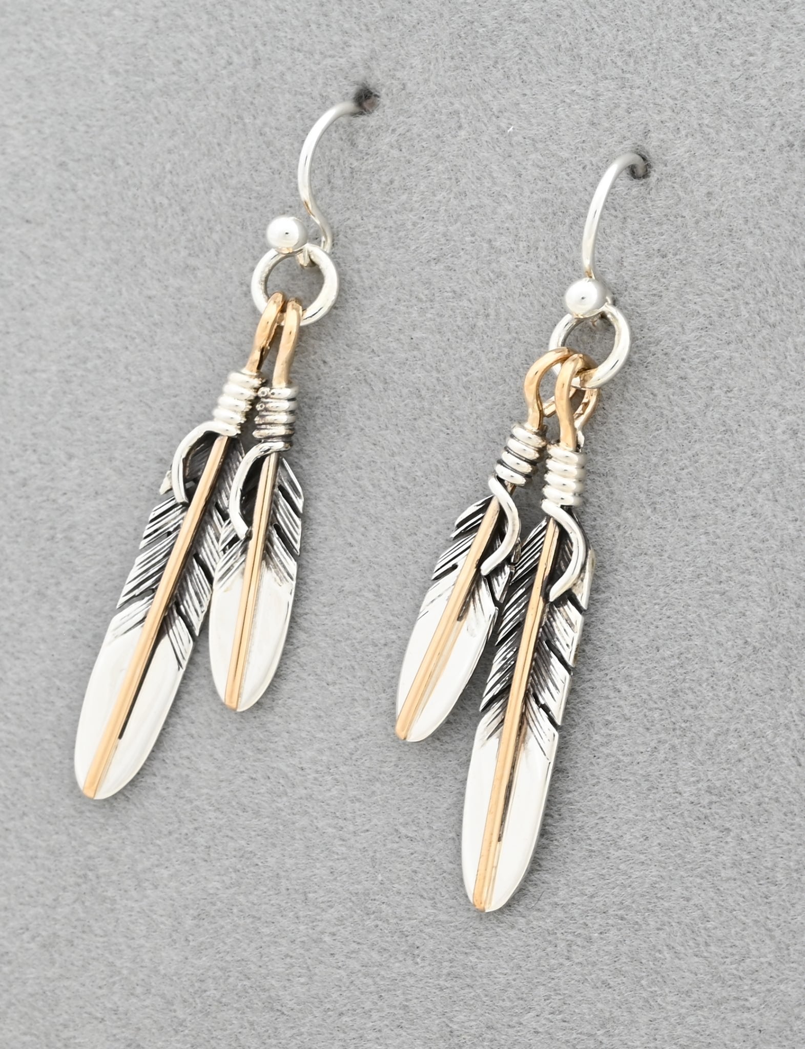Earrings with Double Feathers by Raymond Coriz