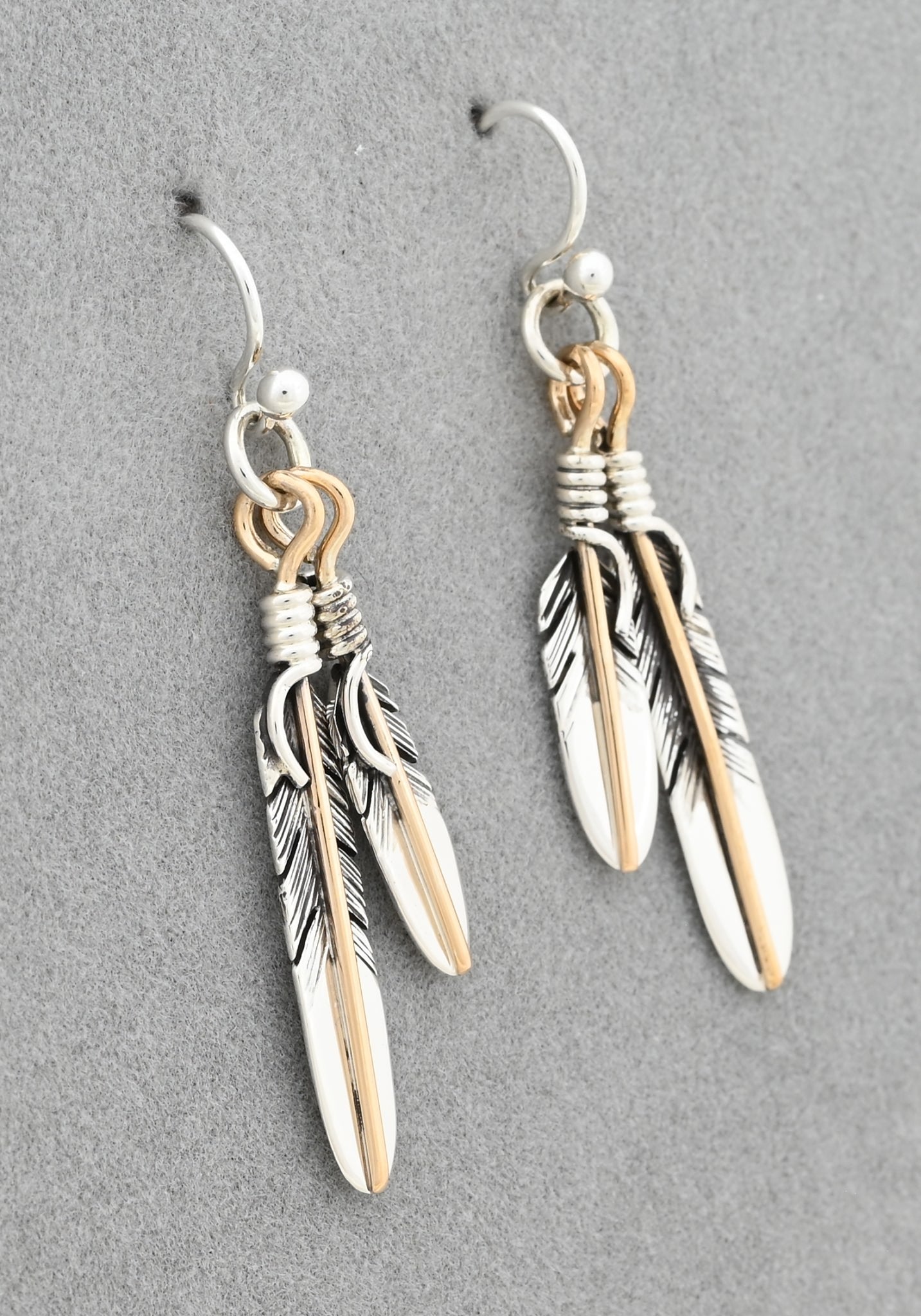 Earrings with Double Feathers by Raymond Coriz
