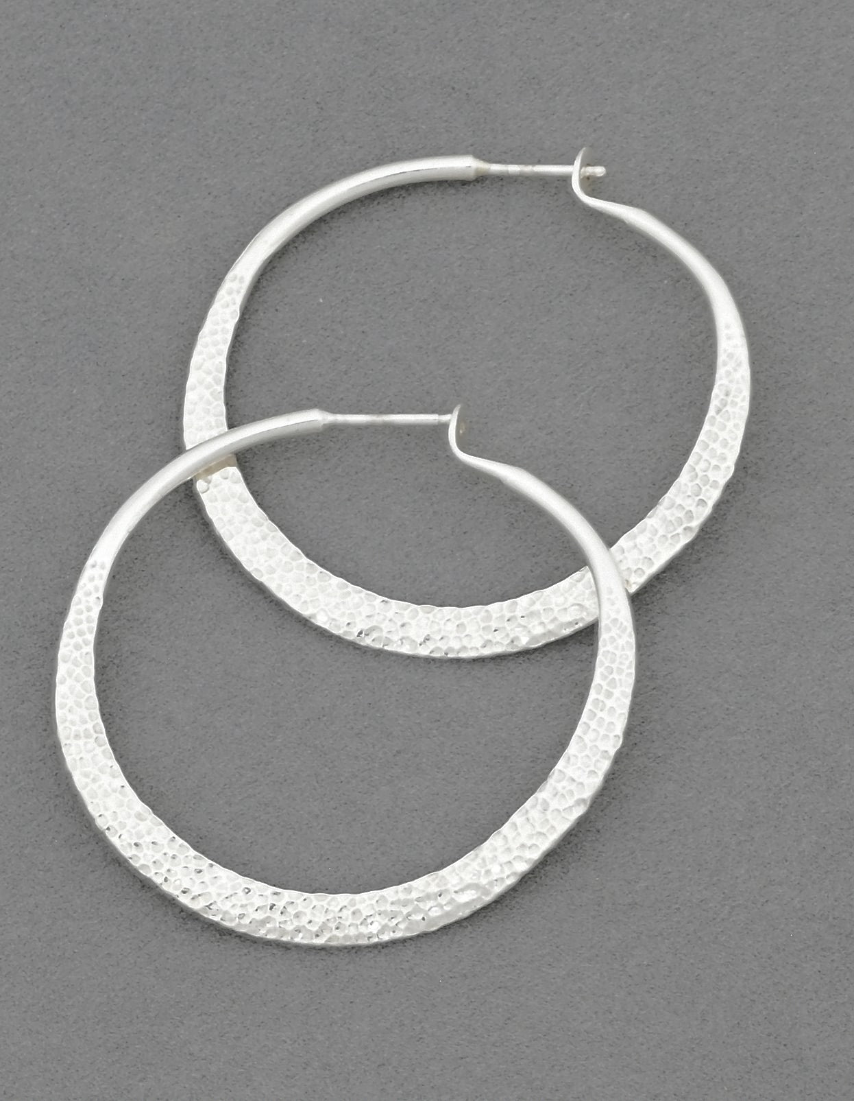 Earrings with 1.5" Hammered Hoops by Raymond Coriz