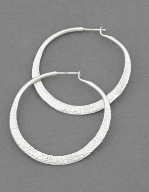 Earrings with 1.5" Hammered Hoops by Raymond Coriz