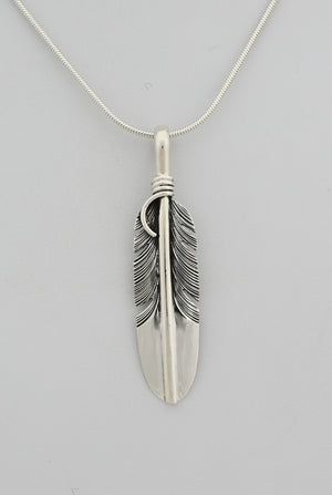 Pendant with Medium Feather by Raymond Coriz