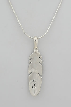 Pendant with Medium Feather by Raymond Coriz