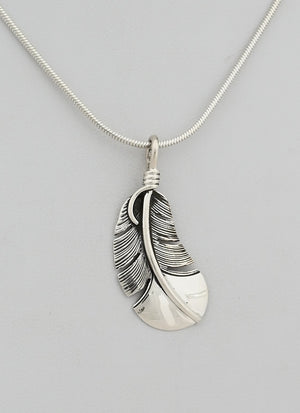 Pendant with Small Curved Feather by Raymond Coriz