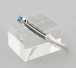 Bracelet with Feather and Golden Hills Turquoise by Raymond Coriz