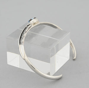 Bracelet with Feather and Golden Hills Turquoise by Raymond Coriz