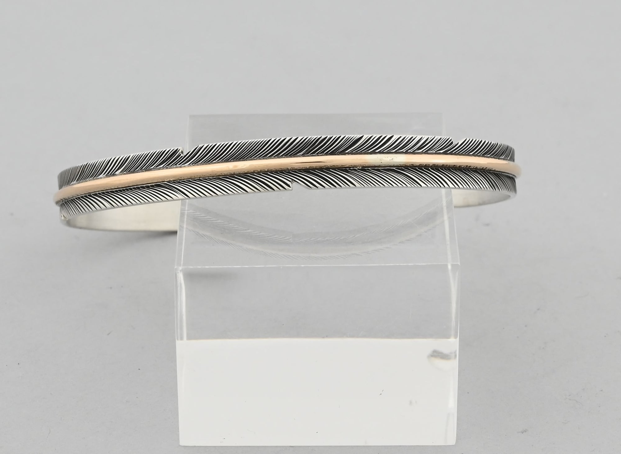 Bracelet with Sterling Silver Feather and Gold Fill Quill by Angela Martin