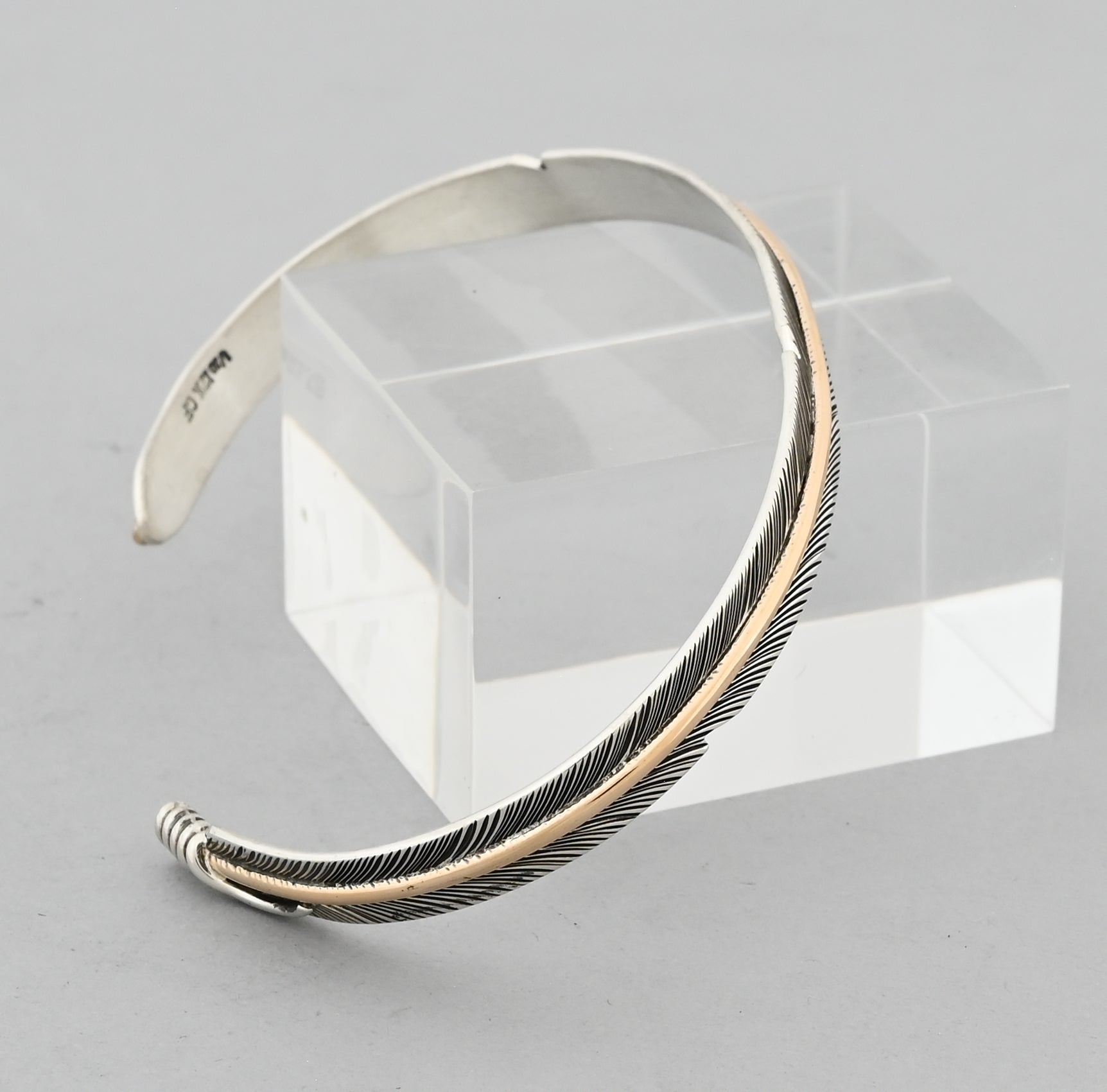 Bracelet with Sterling Silver Feather and Gold Fill Quill by Angela Martin