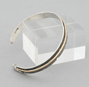 Bracelet with Sterling Silver Feather and Gold Fill Quill by Angela Martin