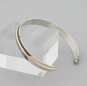 Bracelet with Sterling Silver Feather and Gold Fill Quill by Angela Martin