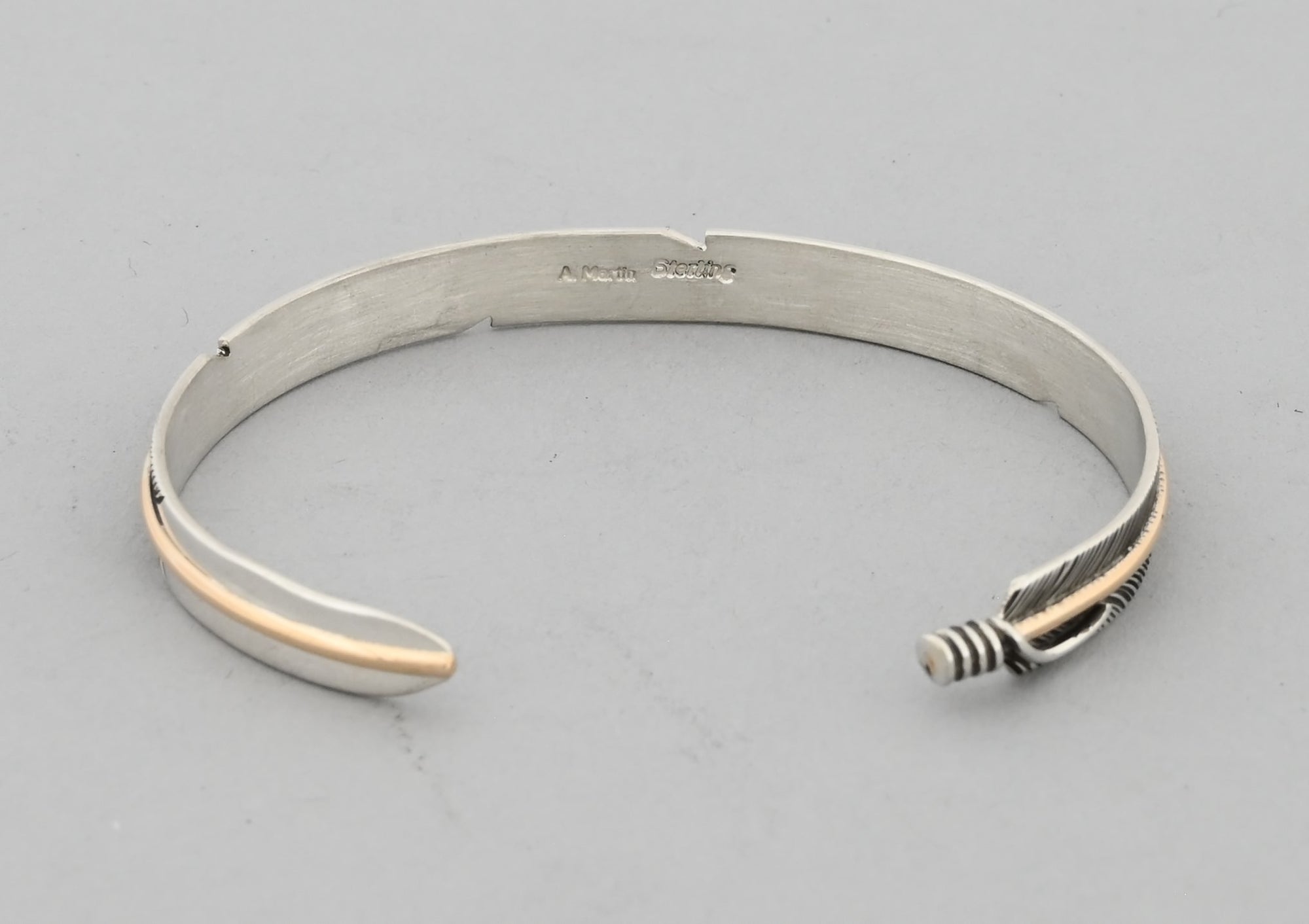 Bracelet with Sterling Silver Feather and Gold Fill Quill by Angela Martin