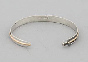 Bracelet with Sterling Silver Feather and Gold Fill Quill by Angela Martin