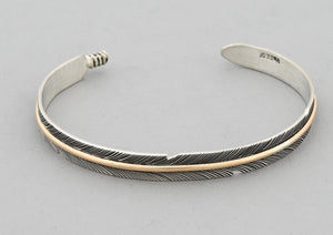 Bracelet with Sterling Silver Feather and Gold Fill Quill by Angela Martin