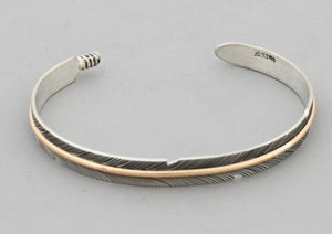 Bracelet with Sterling Silver Feather and Gold Fill Quill by Angela Martin