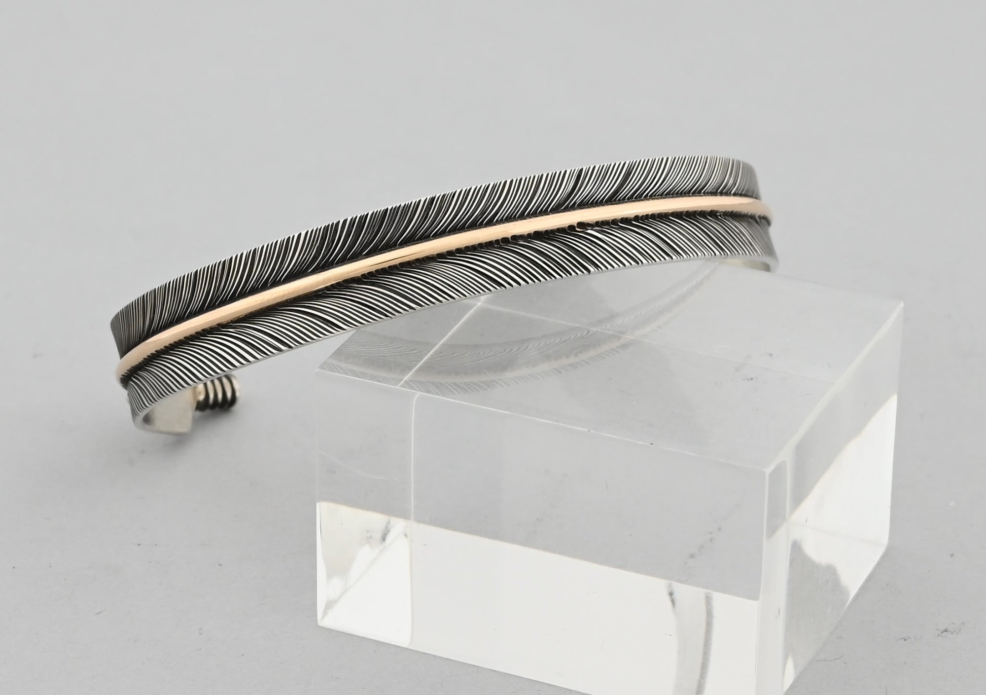 Bracelet with Sterliing Silver Feather and Gold Fill Quill by Angela Martin