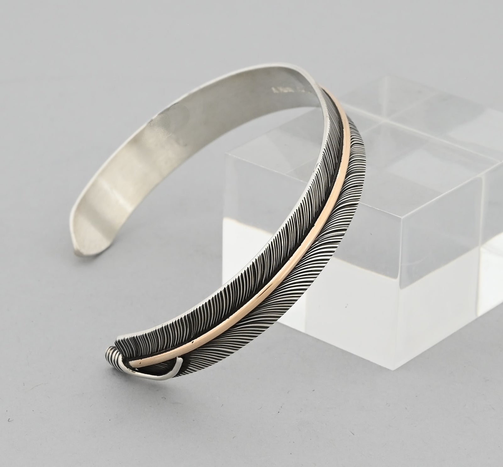 Bracelet with Sterliing Silver Feather and Gold Fill Quill by Angela Martin