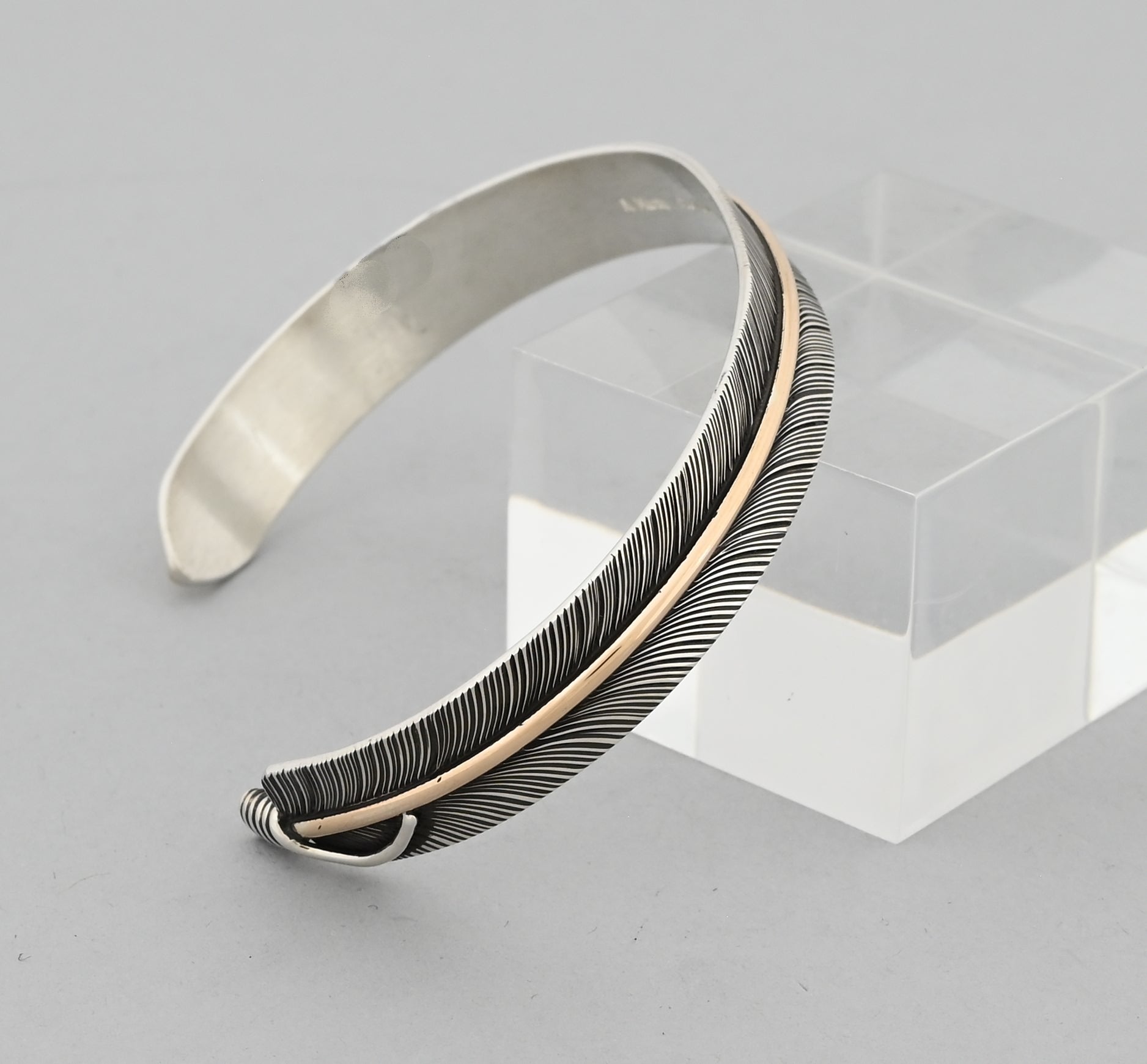 Bracelet with Sterliing Silver Feather and Gold Fill Quill by Angela Martin