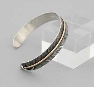 Bracelet with Sterliing Silver Feather and Gold Fill Quill by Angela Martin