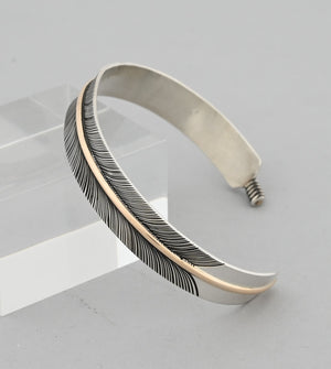 Bracelet with Sterliing Silver Feather and Gold Fill Quill by Angela Martin