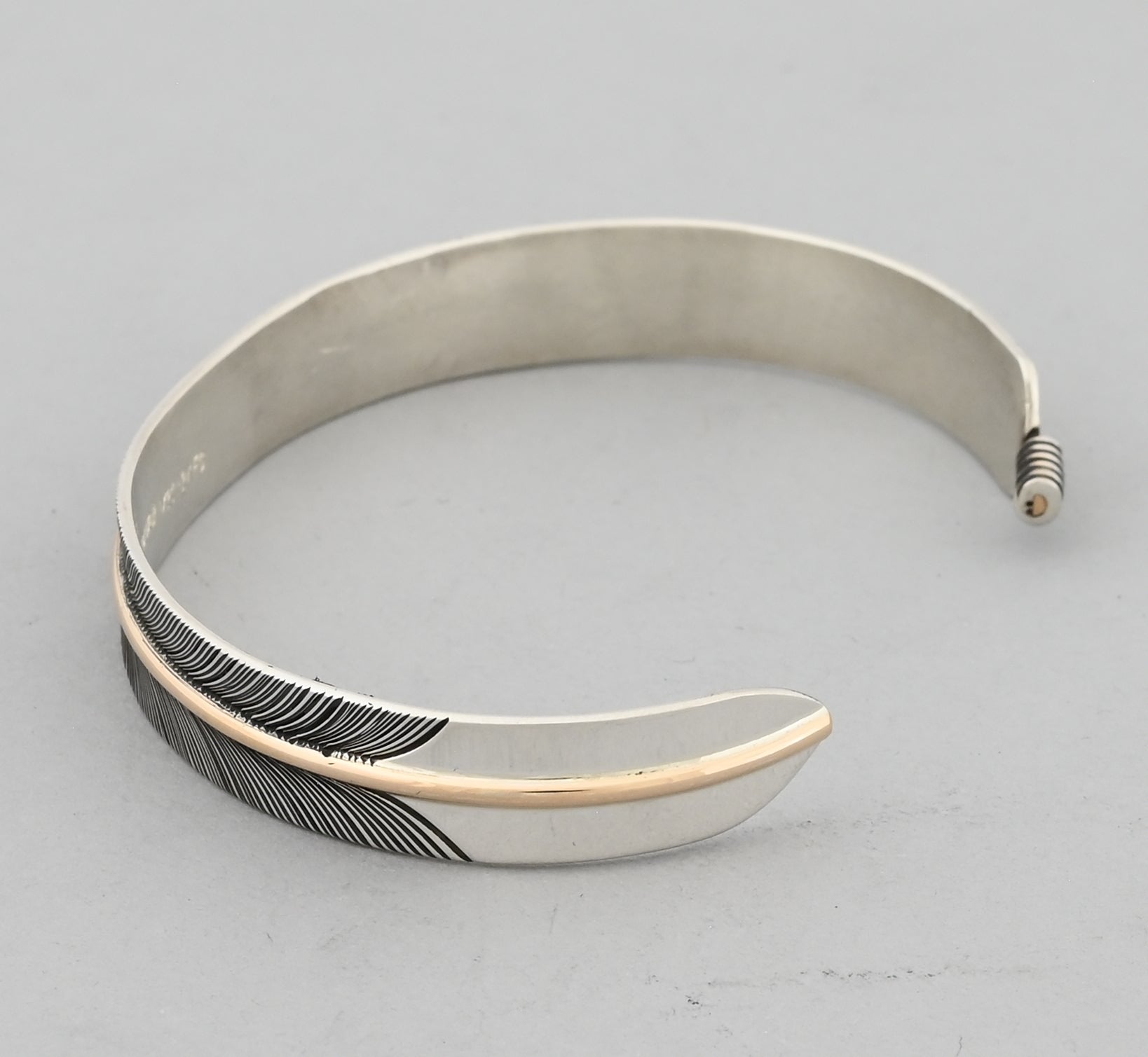Bracelet with Sterliing Silver Feather and Gold Fill Quill by Angela Martin