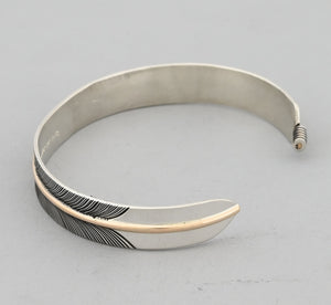 Bracelet with Sterliing Silver Feather and Gold Fill Quill by Angela Martin