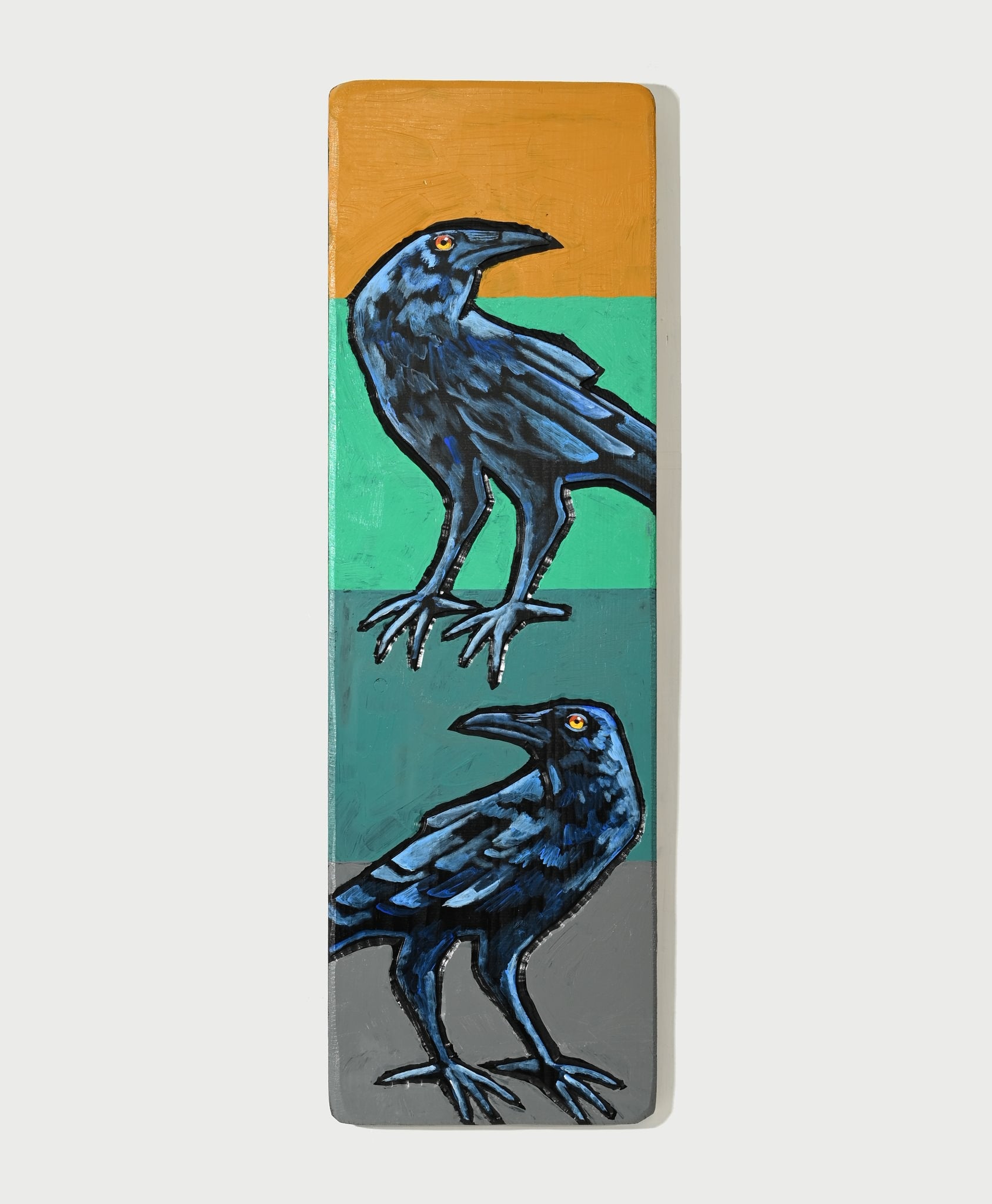 "Two Ravens" Acrylic on Board by Leland Holiday