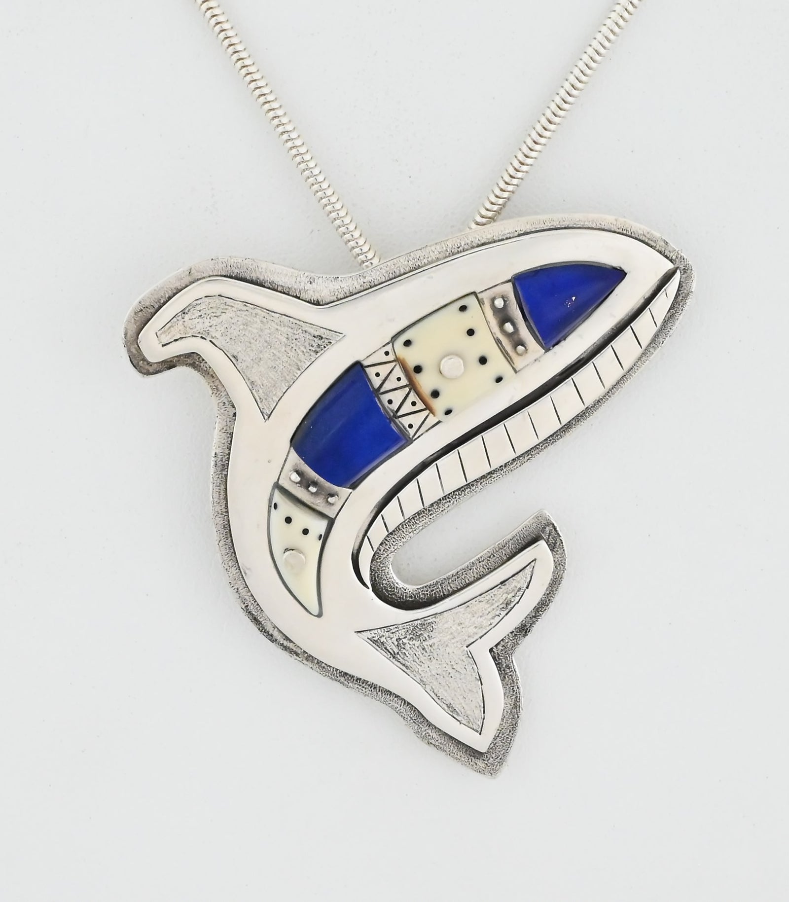 Killer Whale Pin/Pendant with Lapis Lazuli by Denise Wallace c.1988