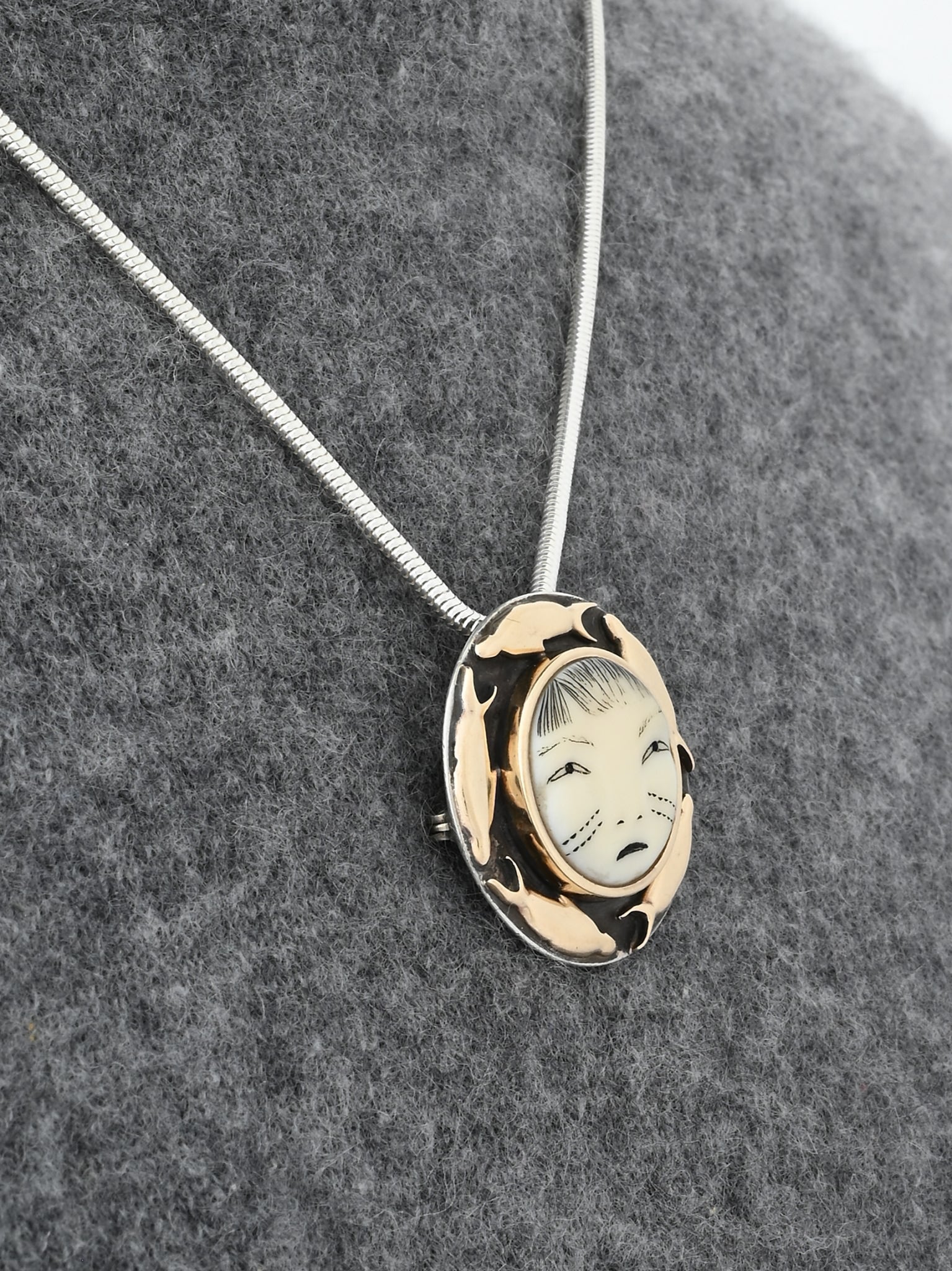 Moonface with Seals Pin/Pendant by Denise Wallace