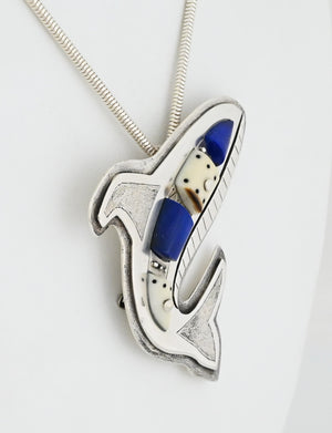 Killer Whale Pin/Pendant with Lapis Lazuli by Denise Wallace c.1988