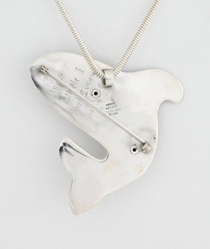 Killer Whale Pin/Pendant with Lapis Lazuli by Denise Wallace c.1988