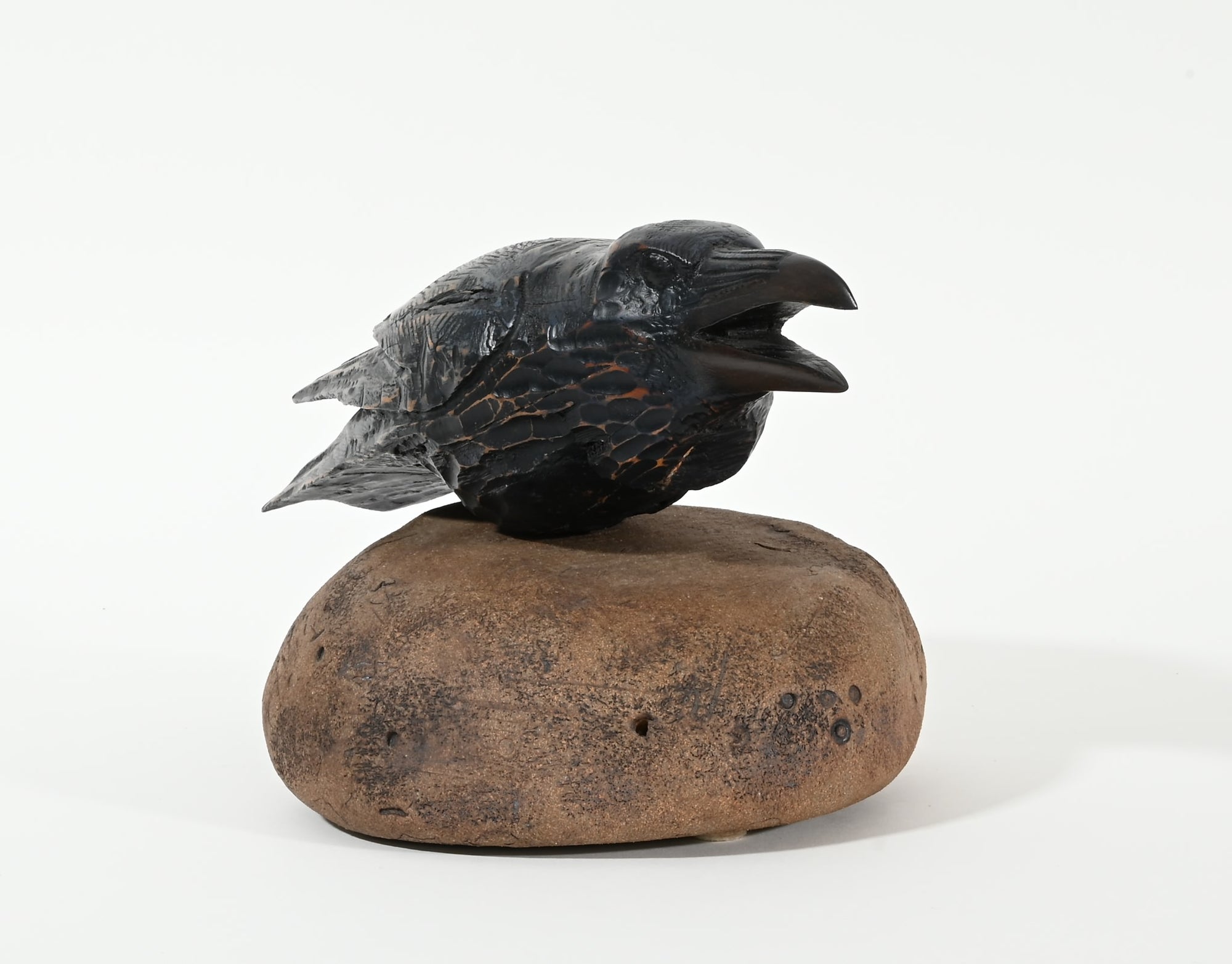 Raven on Rock, Original Sculpture by Hib Sabin (2000)