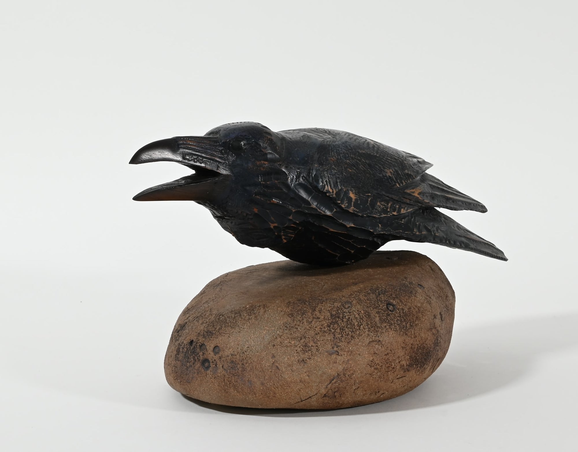 Raven on Rock, Original Sculpture by Hib Sabin (2000)