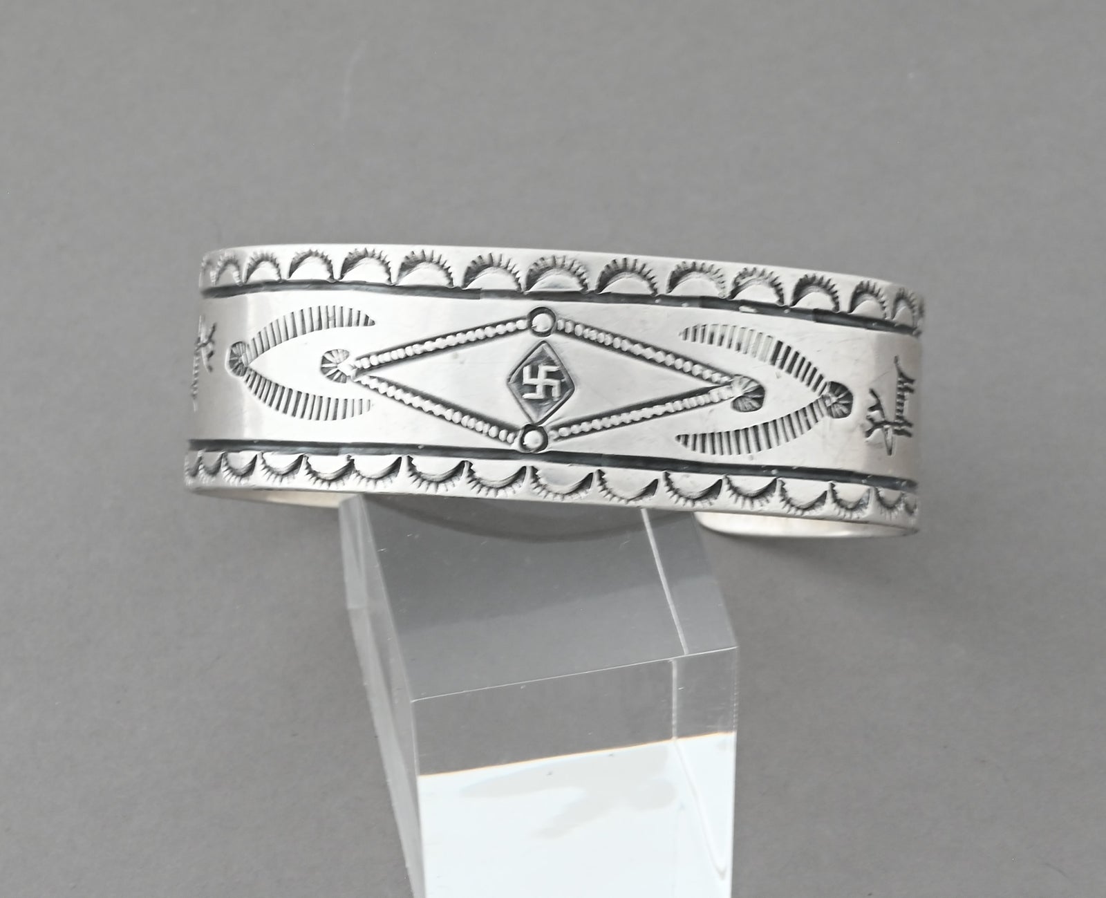Cuff Bracelet with stamping (Vintage; Fred Harvey Era)