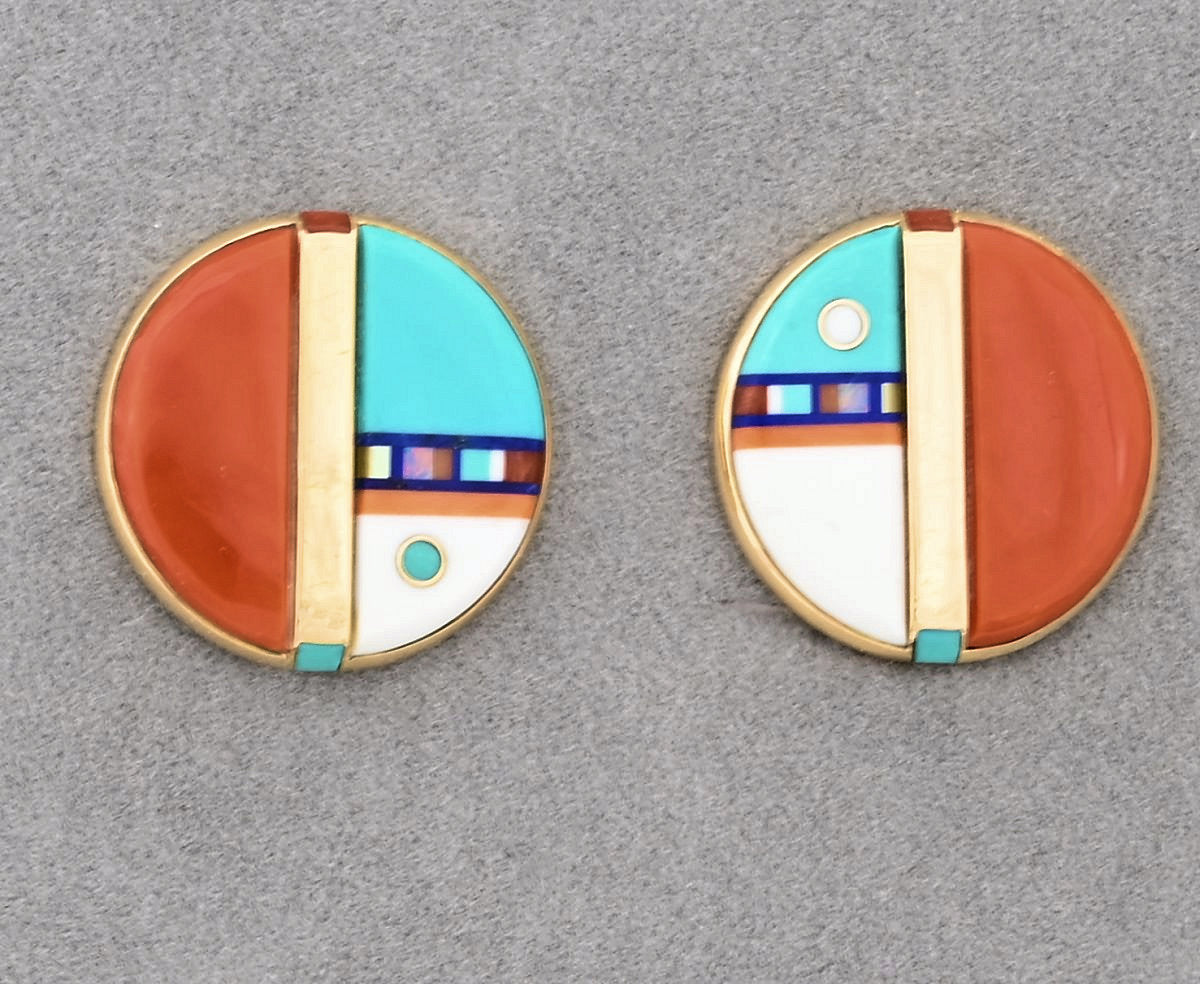 Clip-on Earrings with Inlay by Jesse Monongya (vintage)